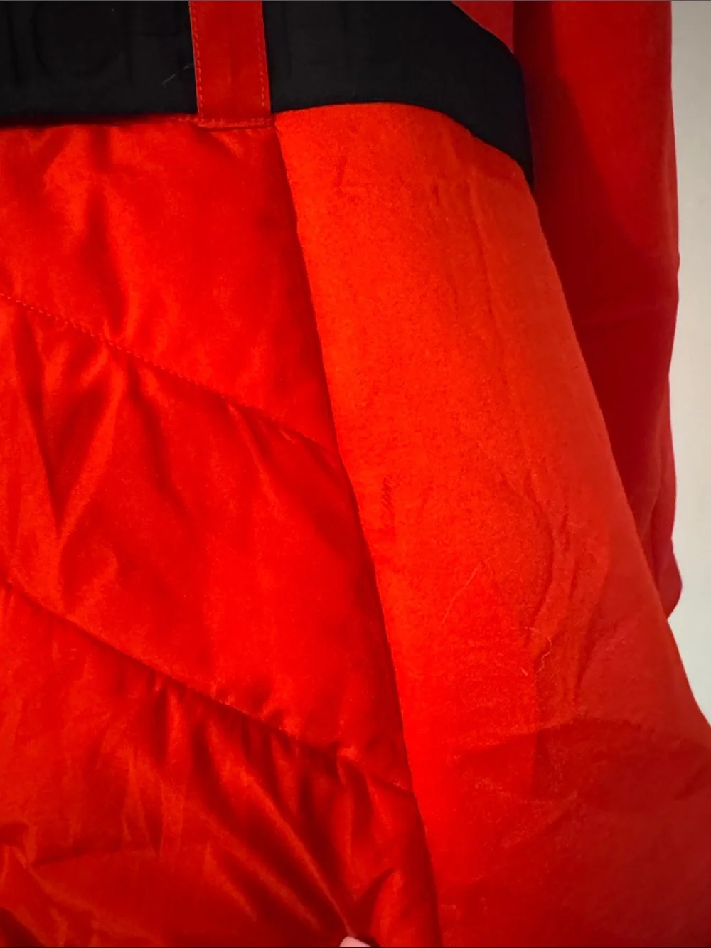 Michael Kors Red Hooded Puffer Jacket with Black Trim